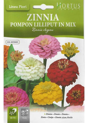 Zinnia Mix &#8220;Zinnia Pompon Lilliput in Mix&#8221; Premium Quality Seeds by Hortus