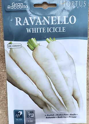 Radish Vegetable Seeds &#8220;Ravanello White Icicle&#8221; by Hortus