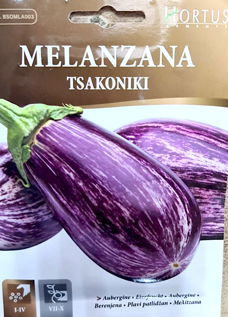 Eggplant Melanzana Vegetable seeds &#8220;Tsakoniki&#8221; by Hortus