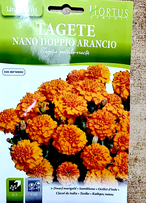Dwarf Marigold Flower Seeds &#8220;Tagete Nana Partula Mix&#8221; by Hortus