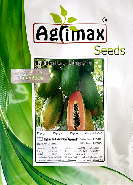 Papaya Fruit Seeds &#8220;Hybrid Red Lady Star Papaya F1&#8221; by Agrimax