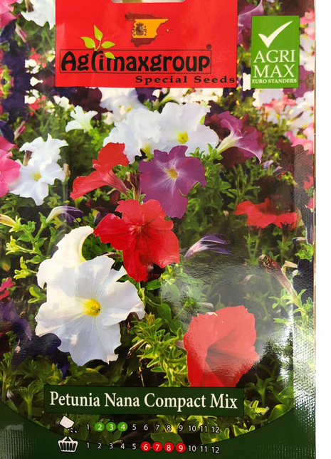 Petunia Nana Compact Mix Flower Seeds by Agrimax Spain